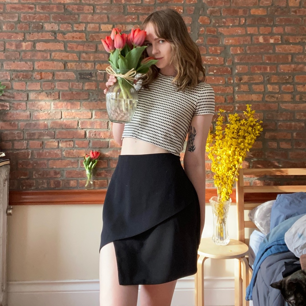 Black Asymmetrical Mini Skirt